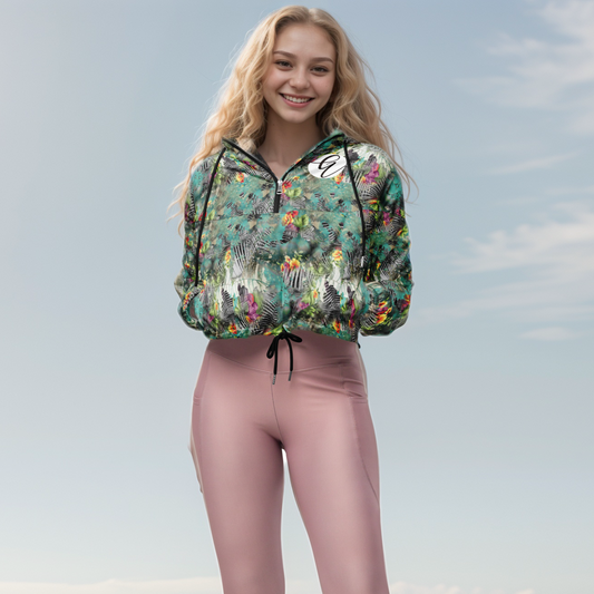 Poplin Multicolor Cropped Windbreaker