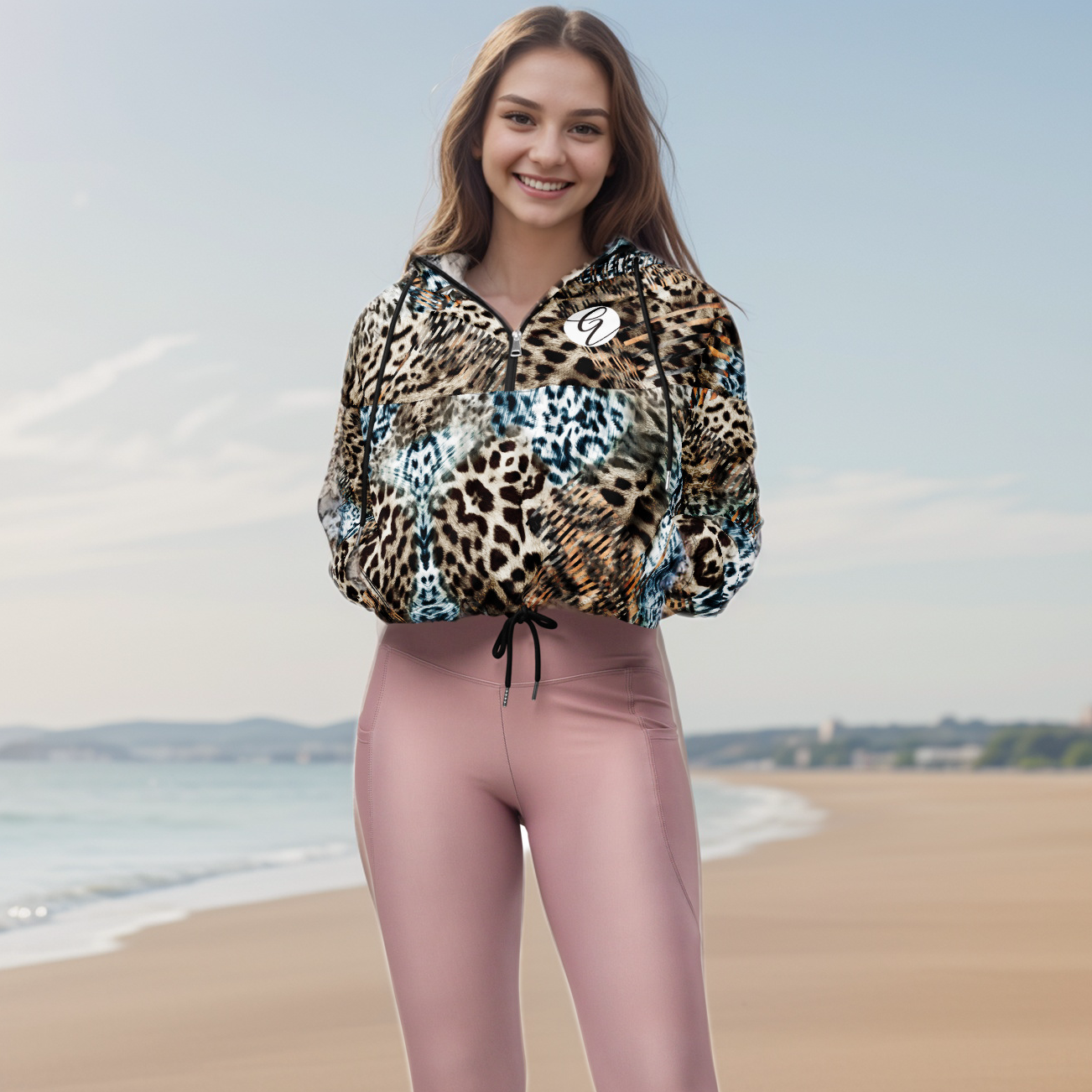 Tiger Skin Cropped Windbreaker