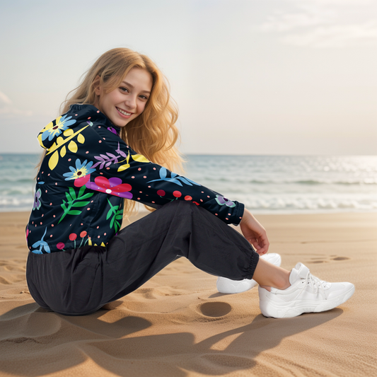 Colorful Ditsy Cropped Windbreaker