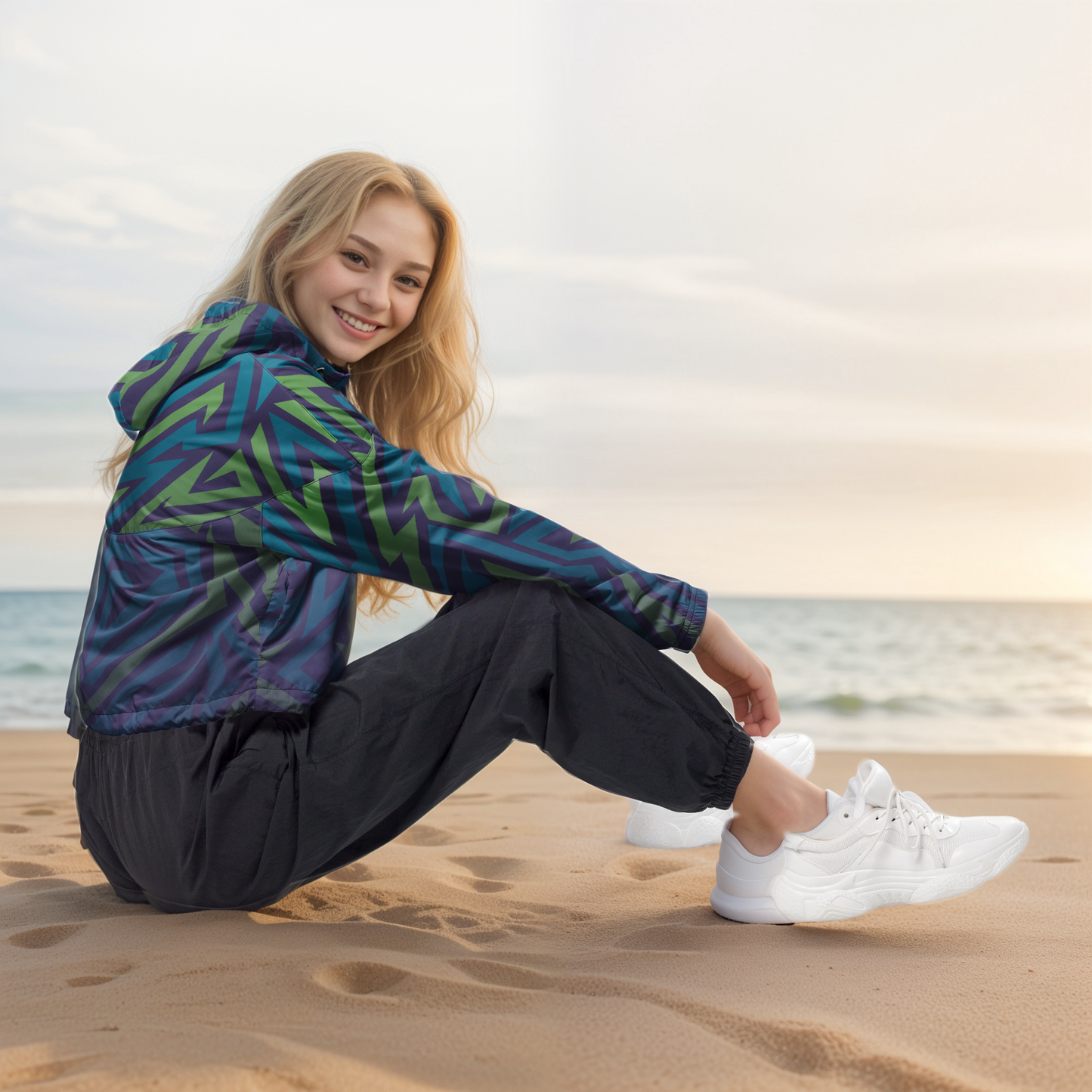 Cross Blue Line cropped windbreaker