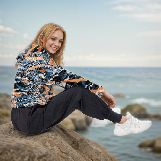 Animal Skin Cropped Windbreaker