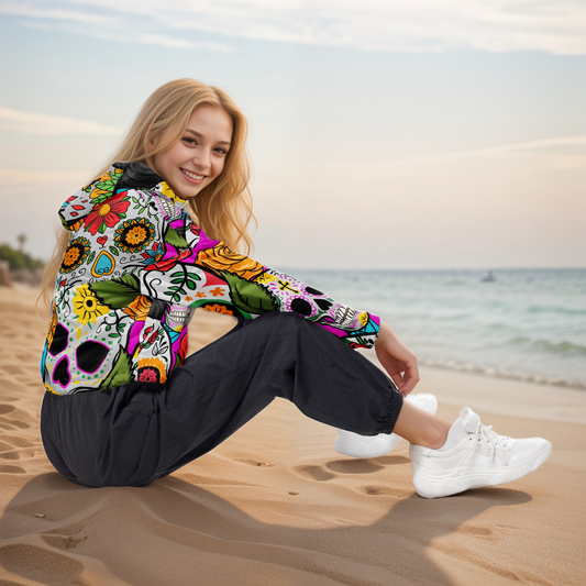 Dead Sugar Skull cropped windbreaker