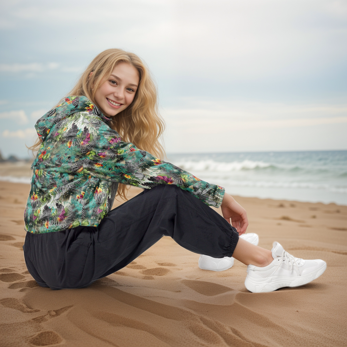 Poplin Multicolor Cropped Windbreaker