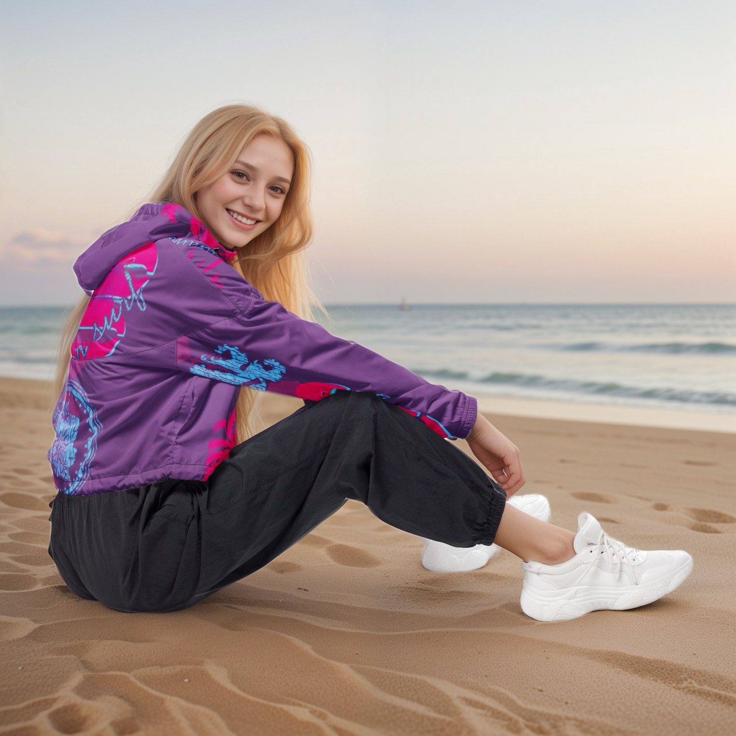 Purple Kisses Cropped Windbreaker