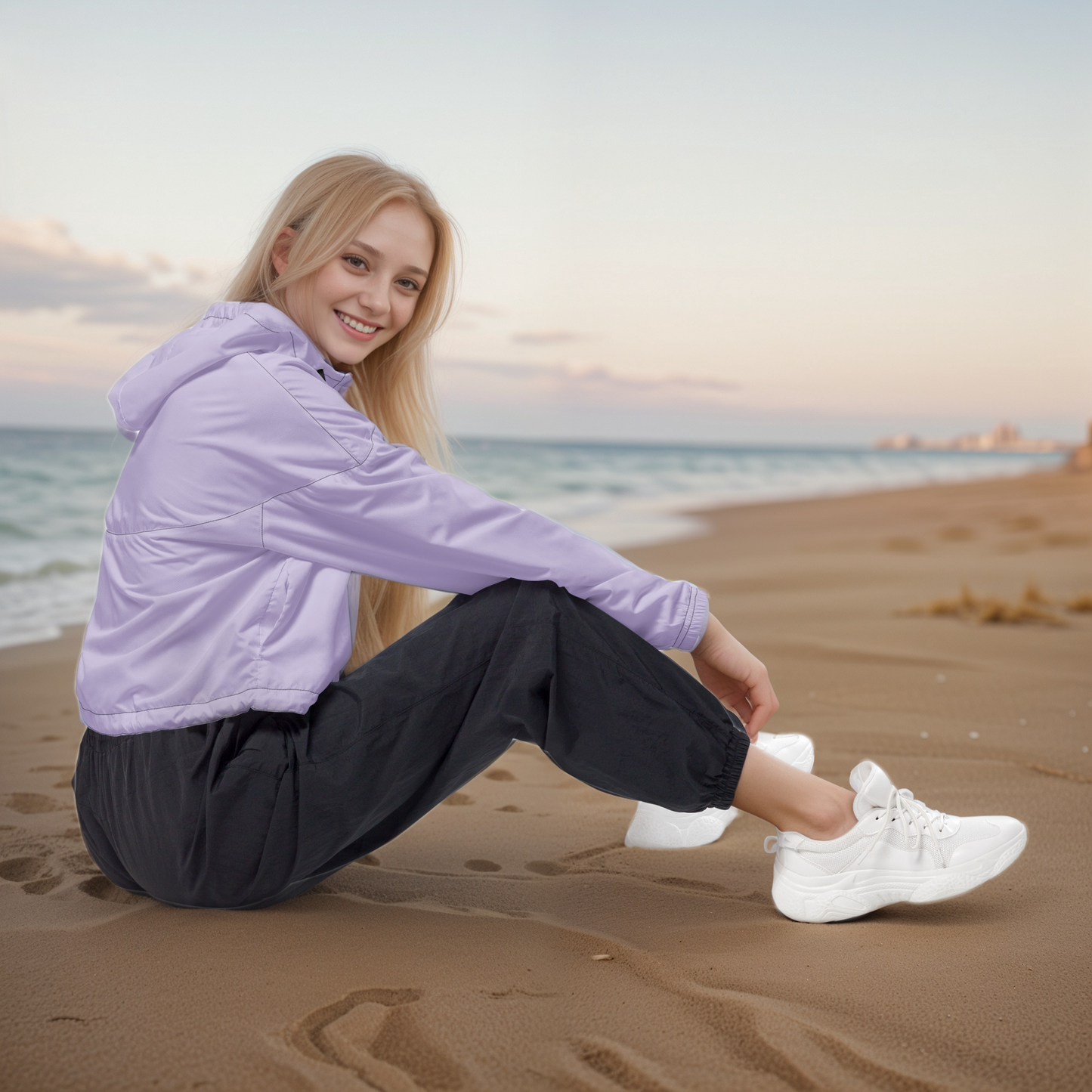 Violet Colored Cropped Windbreaker