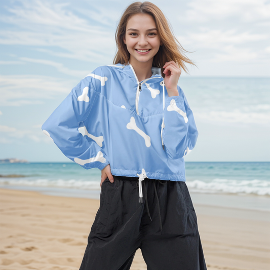Bear Bones Aesthetic cropped windbreaker