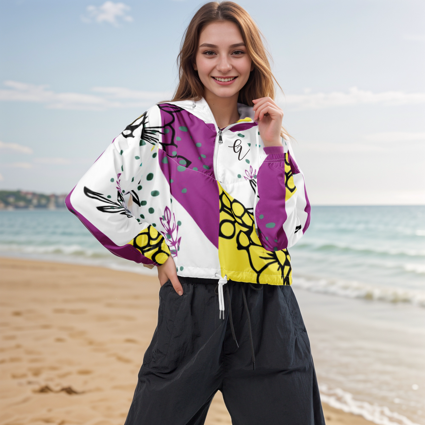 Ditzy Plum cropped windbreaker