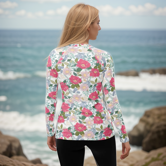 Iguana Green Peonies Rash Guard