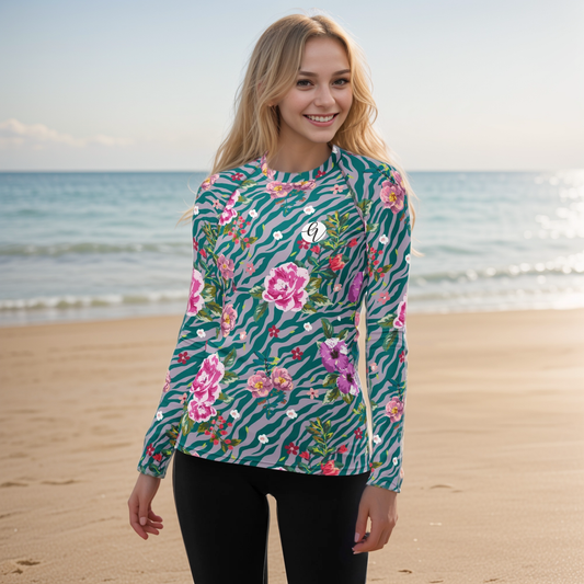 Orchid Floral Pattern Rash Guard