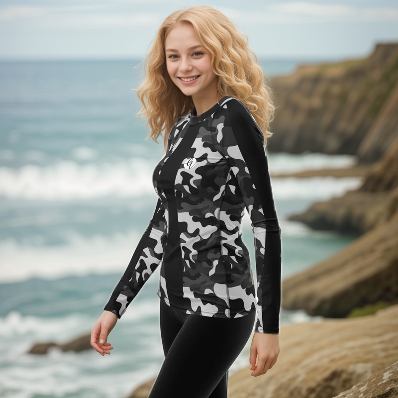 Grey Black Army Rash Guard