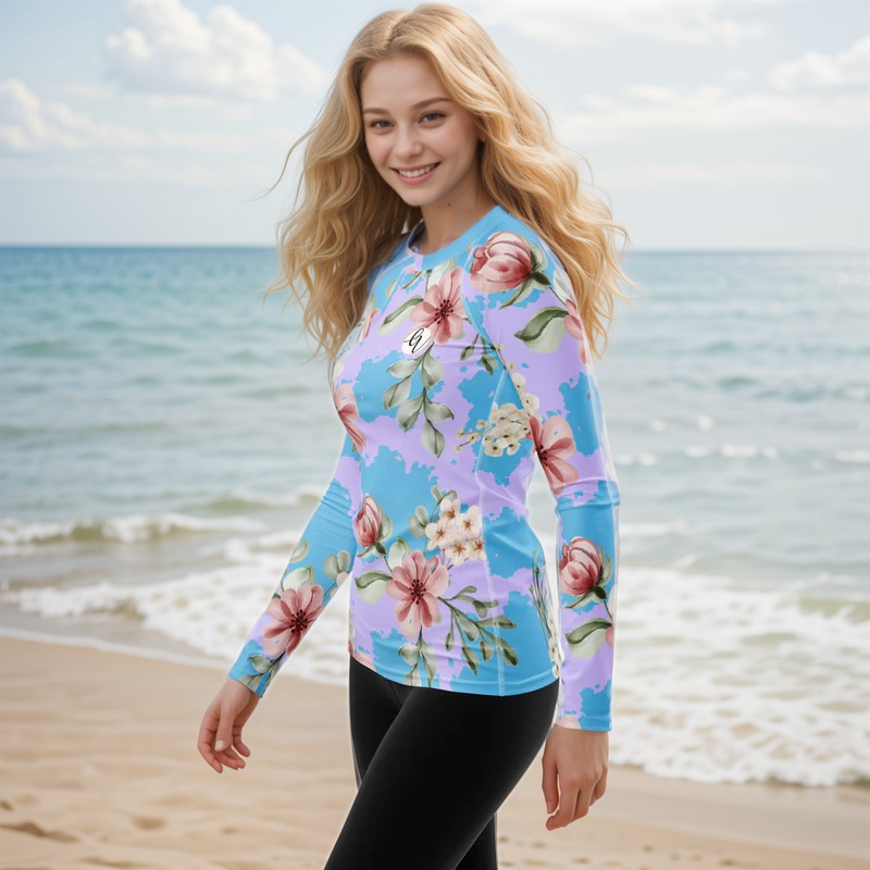 Leaves And Floral Blossom Rash Guard