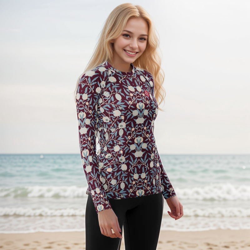 Red Floral Rash Guard