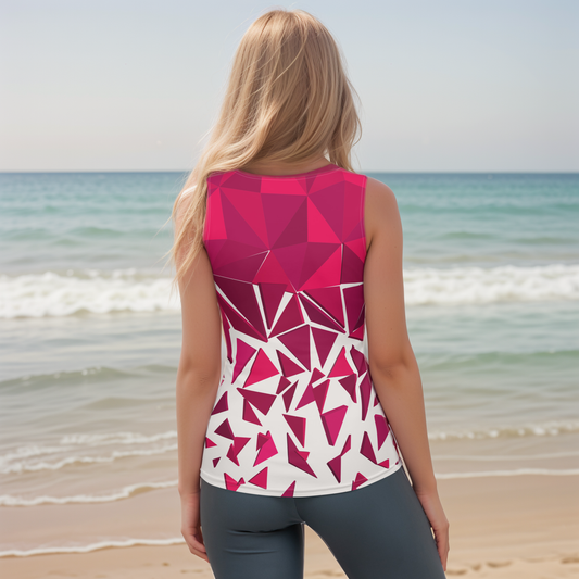 Red ruby mosaic Cut & Sew Tank Top