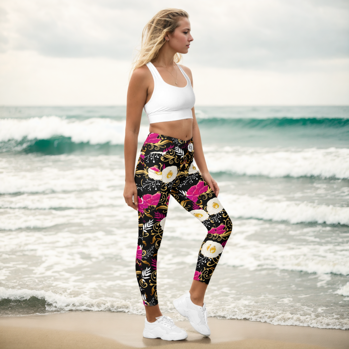 Black Timber Crossover Leggings With Pockets