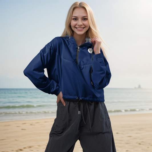 Blue Dark Colored cropped windbreaker