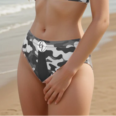 Grey Black Army high-waisted bikini bottom