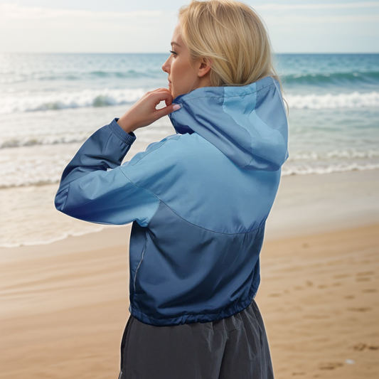 Blue Colored cropped windbreaker