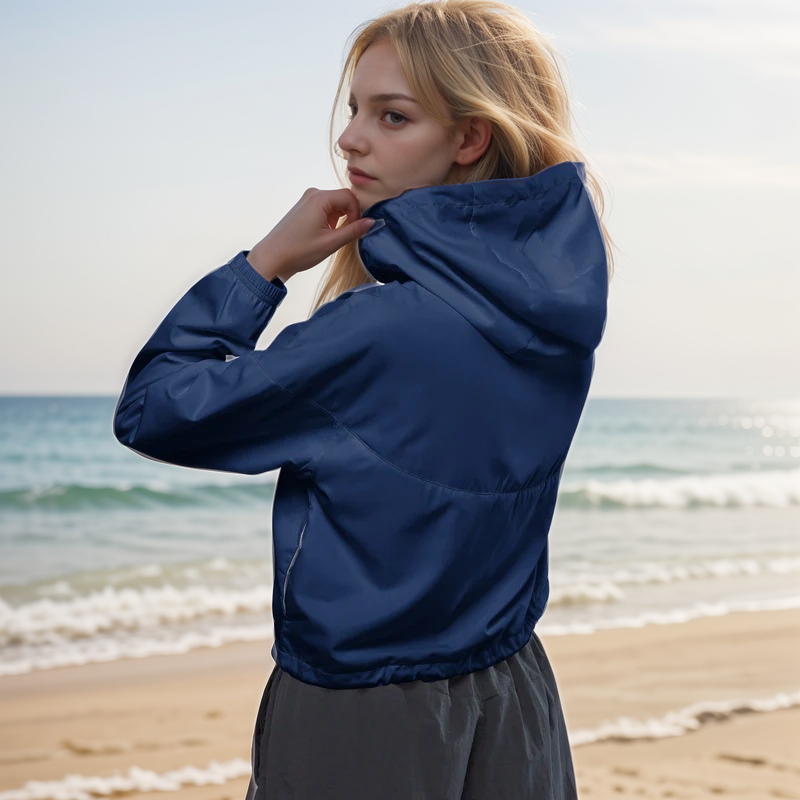 Blue Dark Colored cropped windbreaker