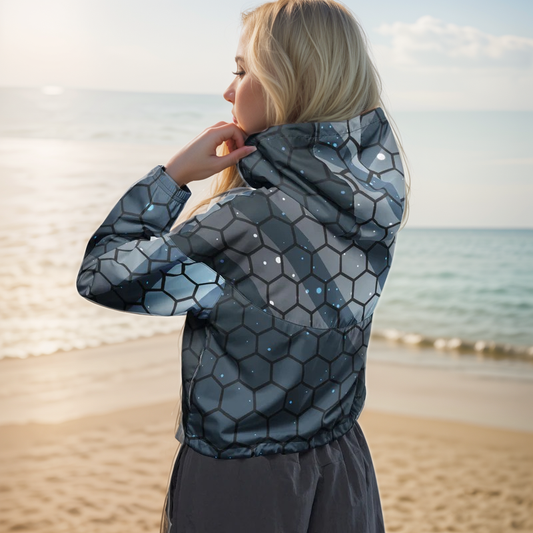 Blue Hexagon cropped windbreaker