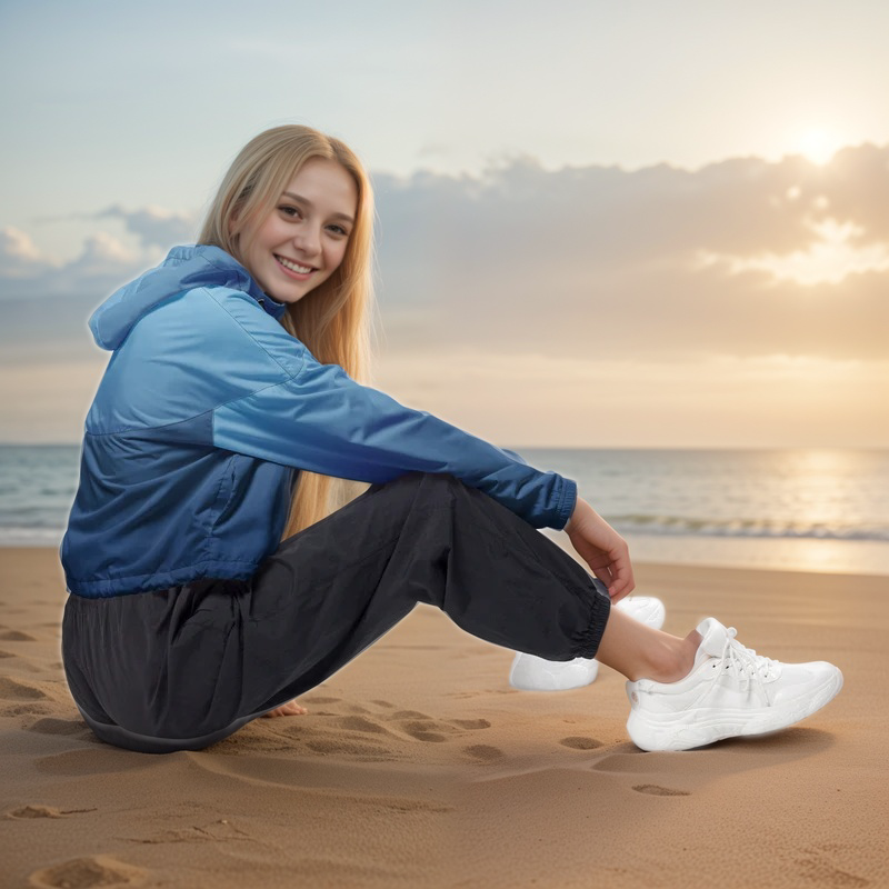 Blue Colored cropped windbreaker