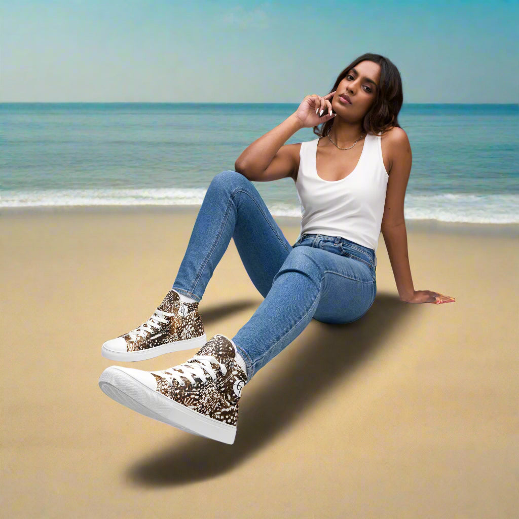 Bird skin high top canvas shoes