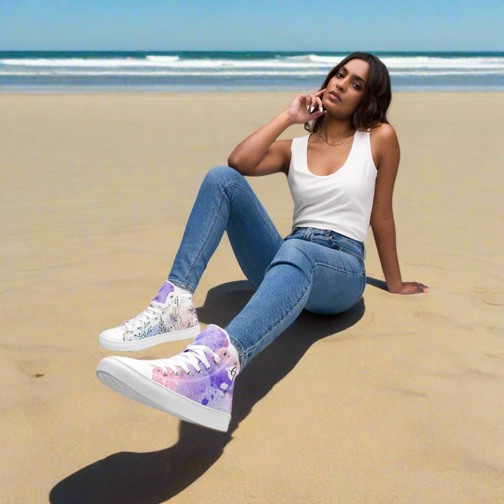 Aquarelle high top canvas shoes
