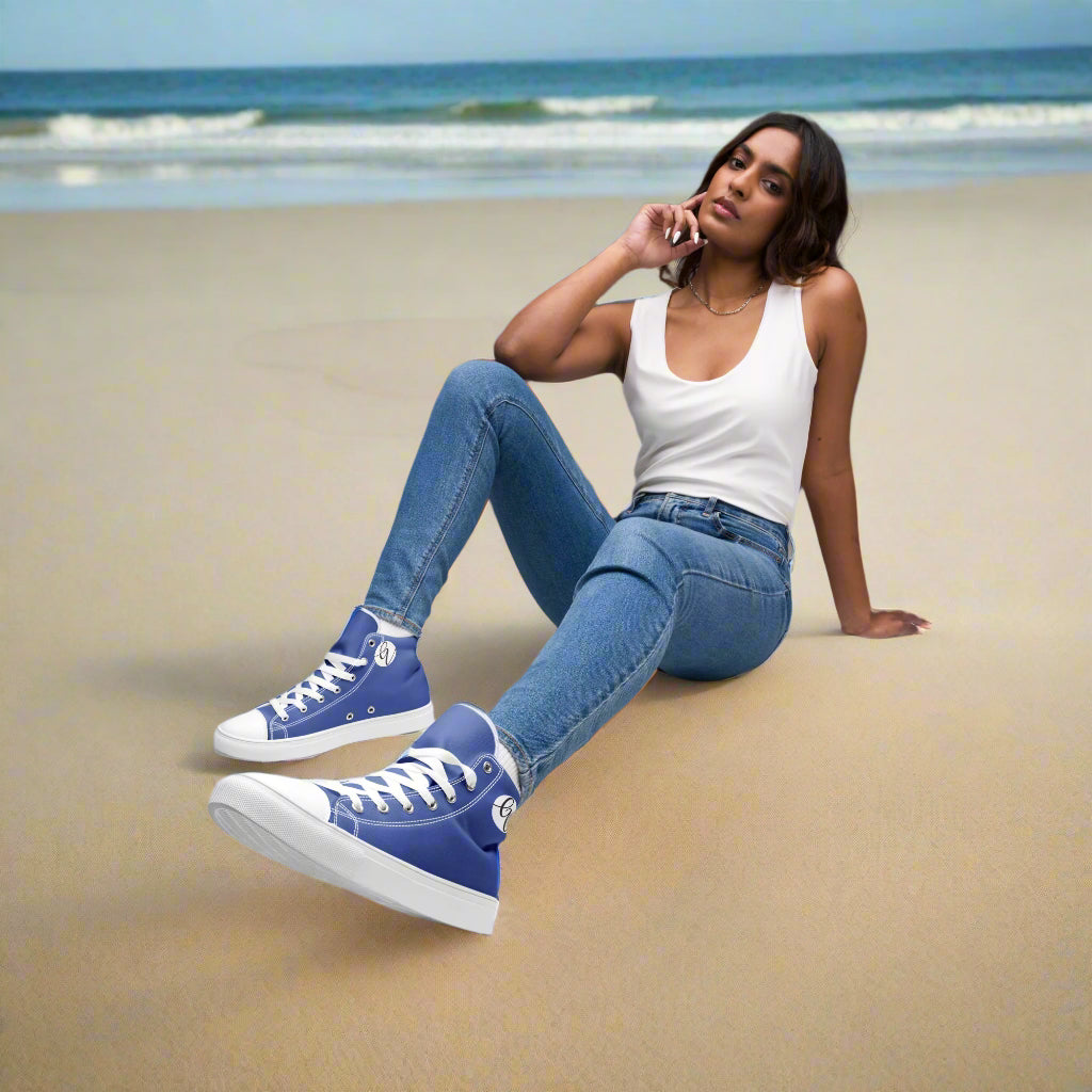 Blue Colored high top canvas shoes