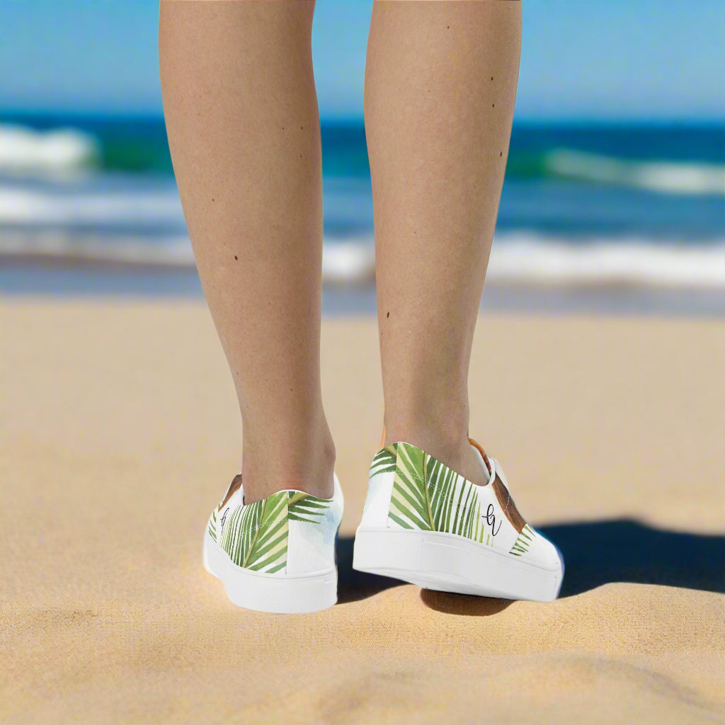 Coconut Floral Lace-up Canvas Shoes