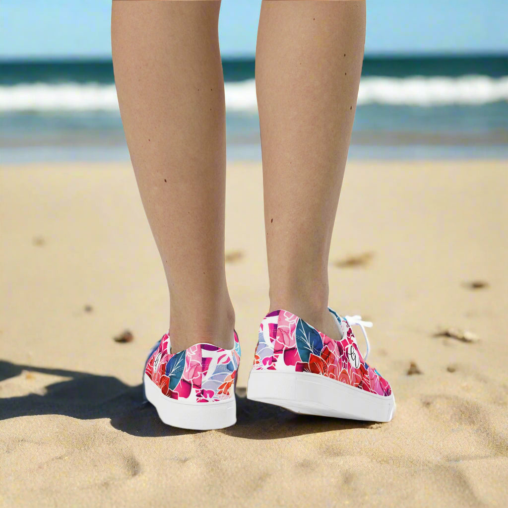 Floral Delight Lace-up Canvas Shoes