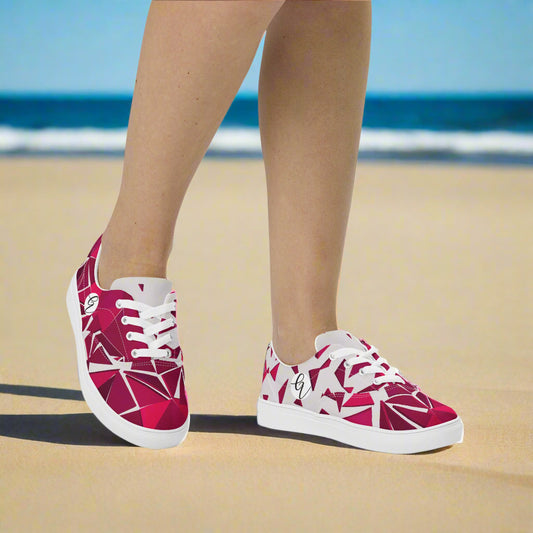 Red Ruby Mosaic Lace-up Canvas Shoes