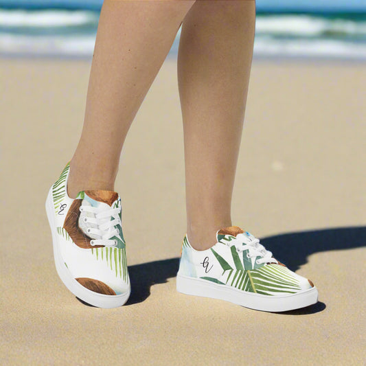 Coconut Floral Lace-up Canvas Shoes