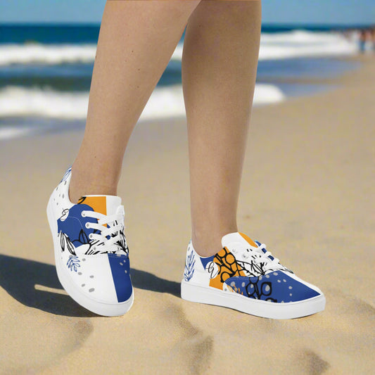 Tropical Foliage Lace-up Canvas Shoes
