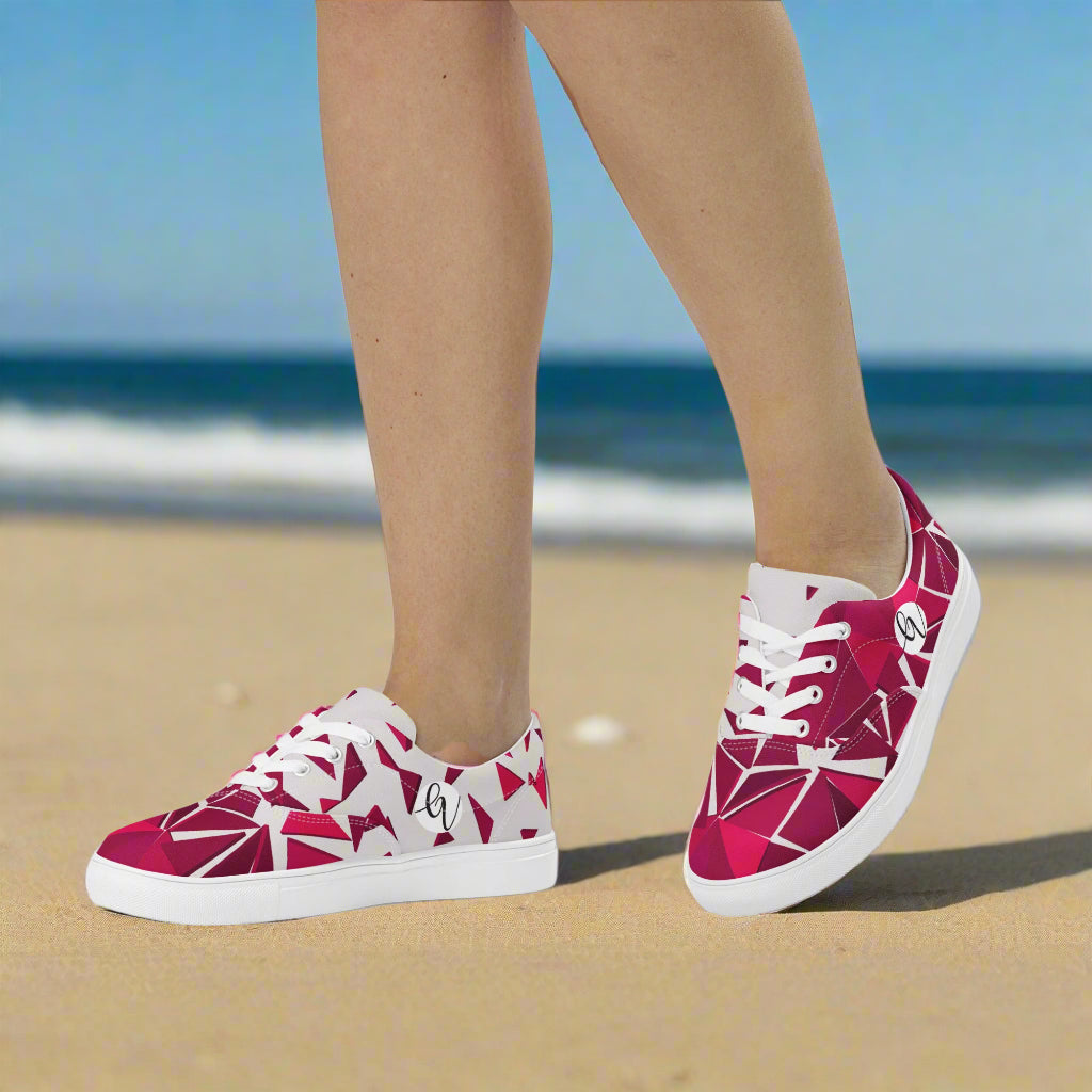 Red Ruby Mosaic Lace-up Canvas Shoes