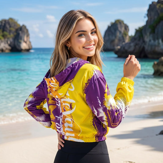 Purple Yellow Summers Cropped Windbreaker