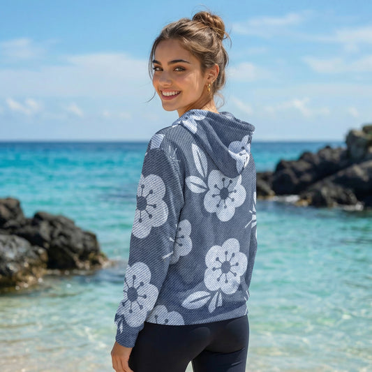 Grey Flower Hoodie