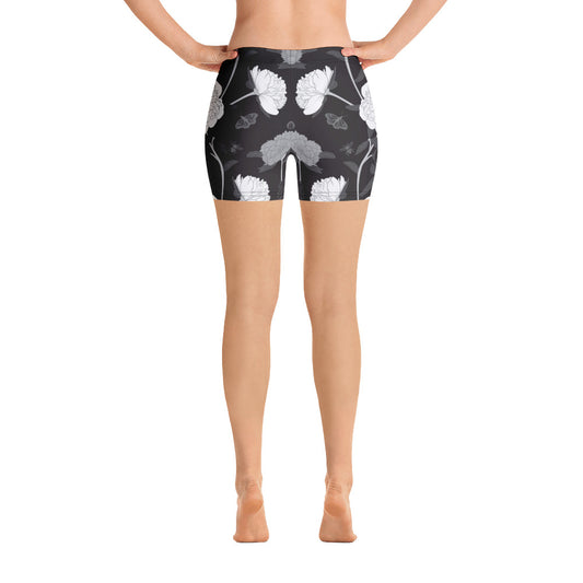 Viscose Black Fabric Leaves Shorts