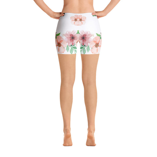 White And Green Flowery Shorts