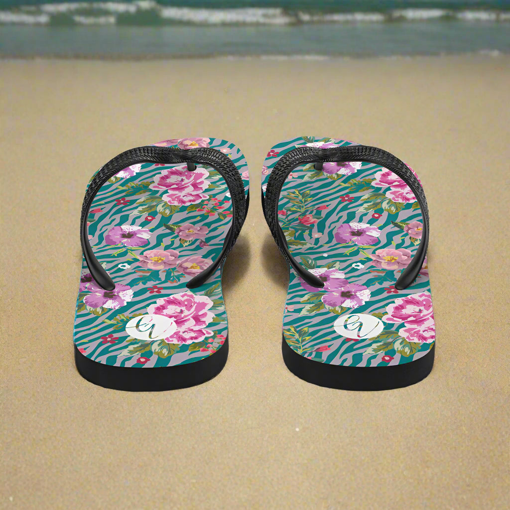Orchid floral pattern Flip-Flops