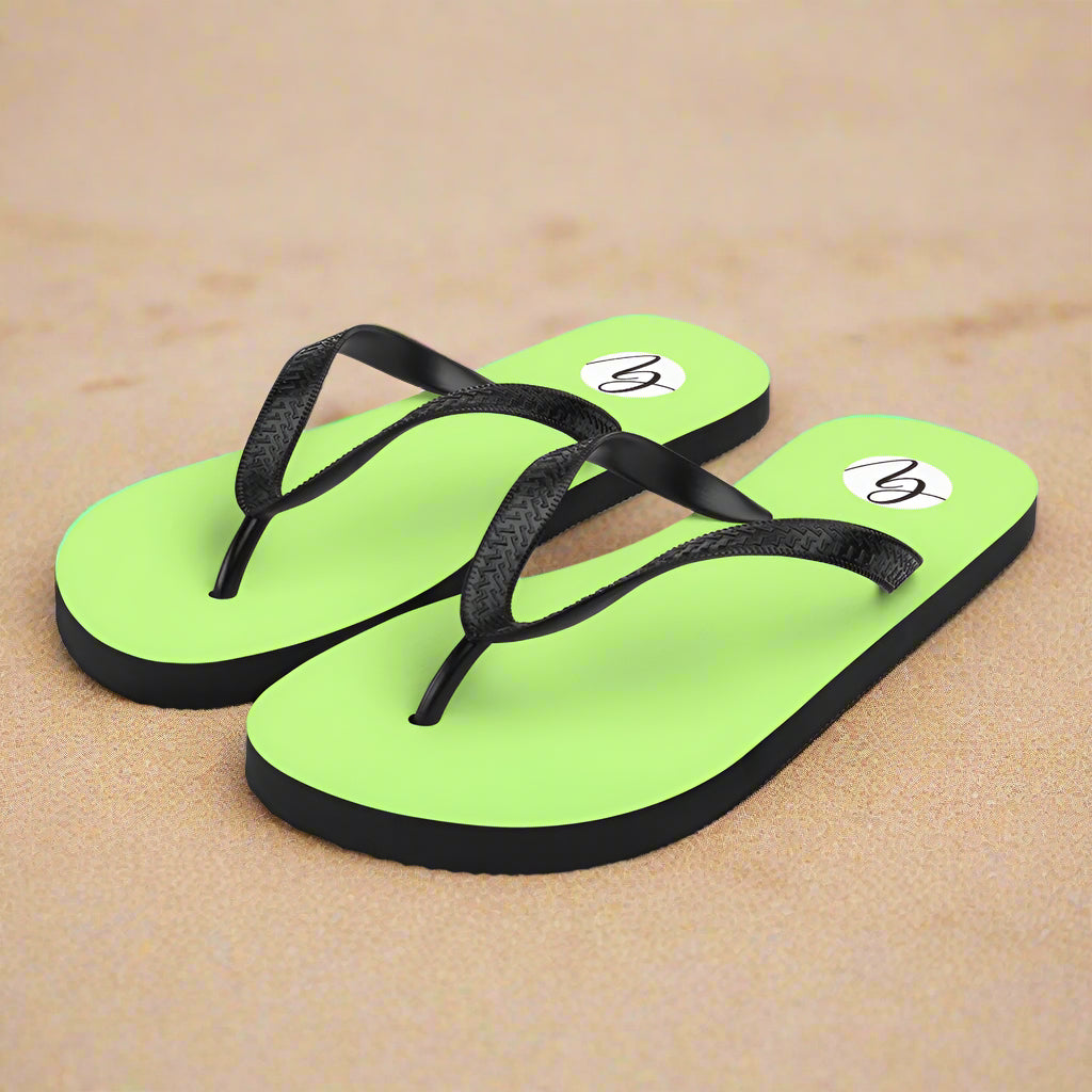 Neon Bright Green Flip-Flops