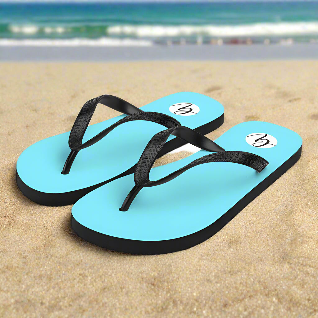 Neon Blue Colored Flip-Flops