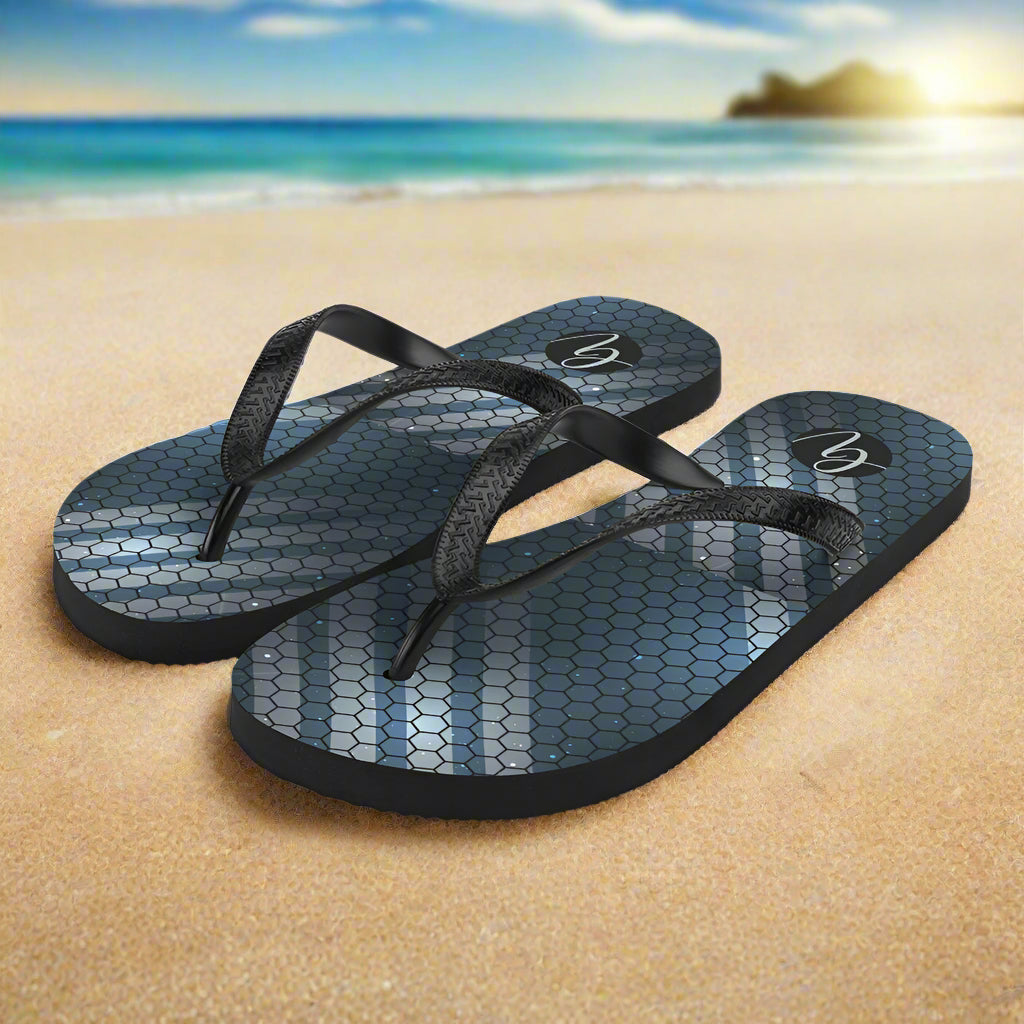 Blue hexagon Flip-Flops