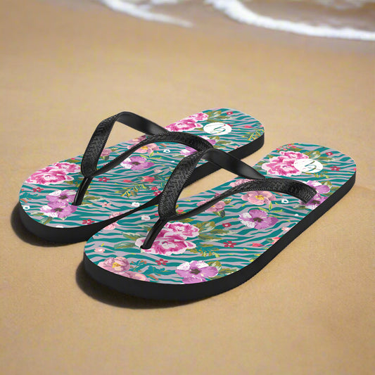 Orchid floral pattern Flip-Flops