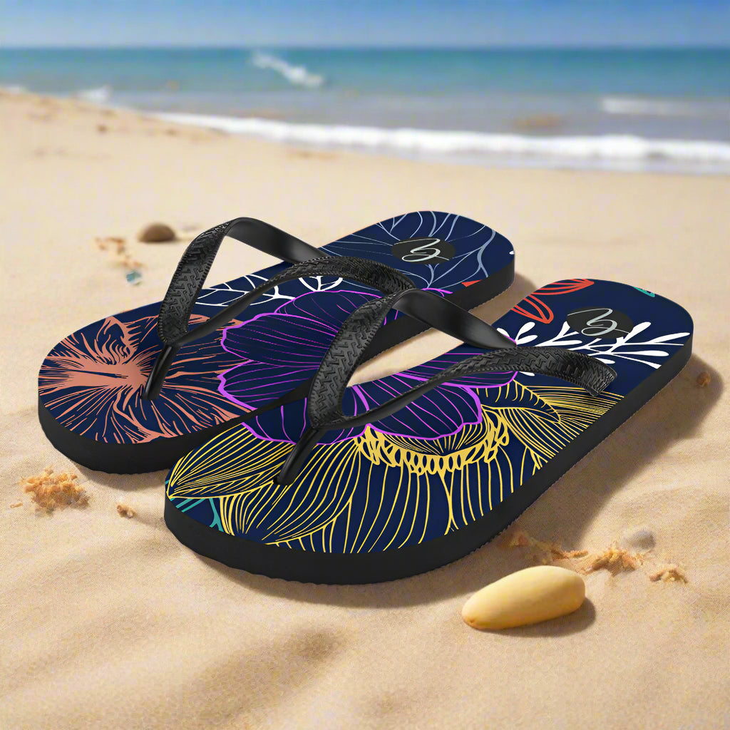 Navy floral Flip-Flops