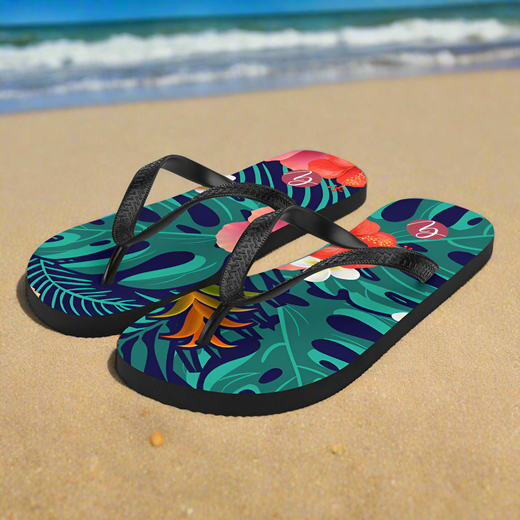 Floral seamless pattern Flip-Flops