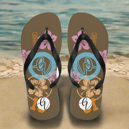 Brown Flowers Flip-Flops