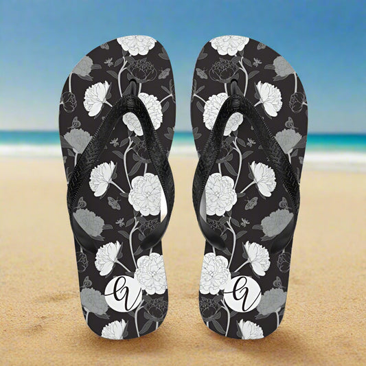 viscose black fabric leaves Flip-Flops