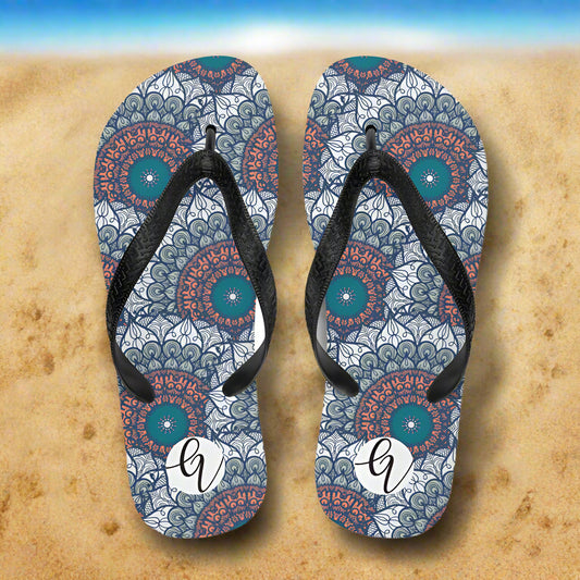 Mandala Print Flip-Flops