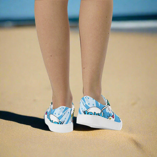 Cool Blue Lace-up Canvas Shoes