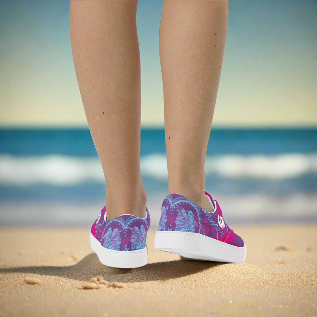 Purple Kisses lace-up canvas shoes