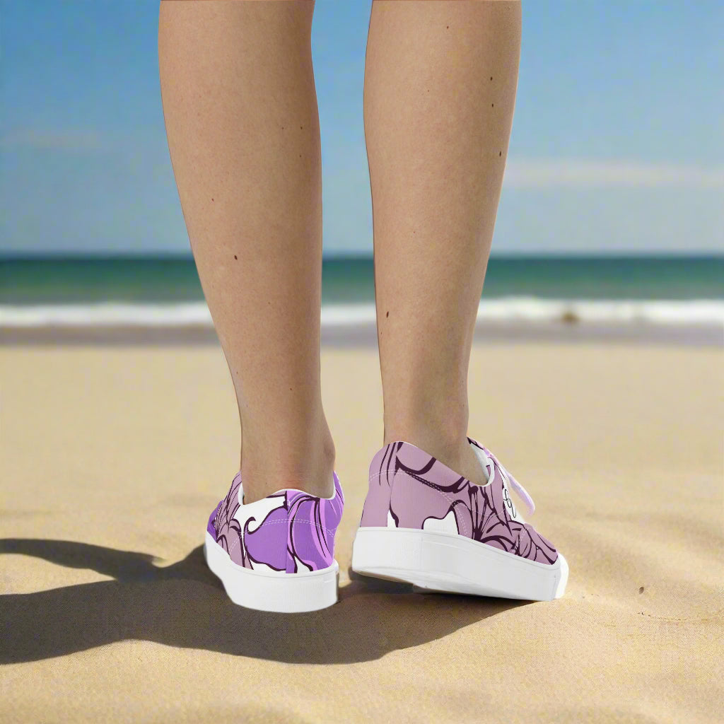 Lotus flower Lace-up Canvas Shoes